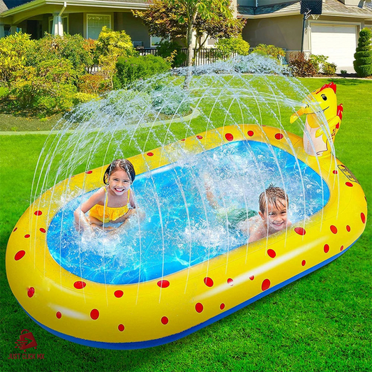 Alberca Inflable JustClick MX Ovalado con Aspersores de agua TEMATICA de dinosaurio 169 cm x 102 cm x 64 cm