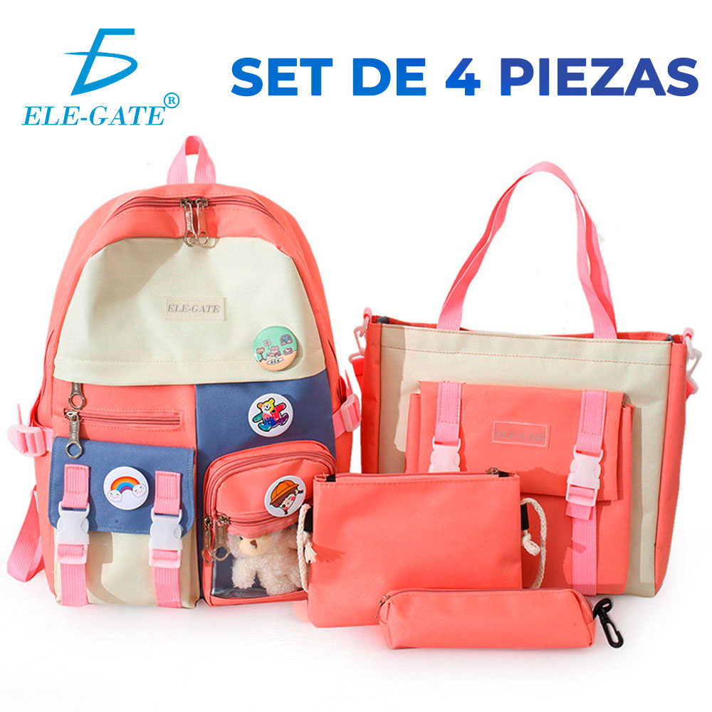 Set 4 Piezas bonito Diseño Casual Mochila económica cantidad de colores a escoger,