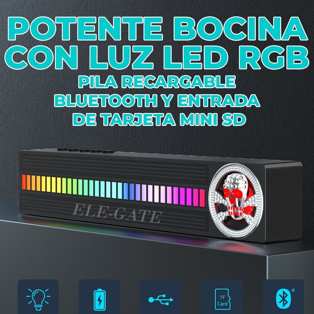 Bocina Bluetooth con Diseño de Calavera y Luces LED RGB