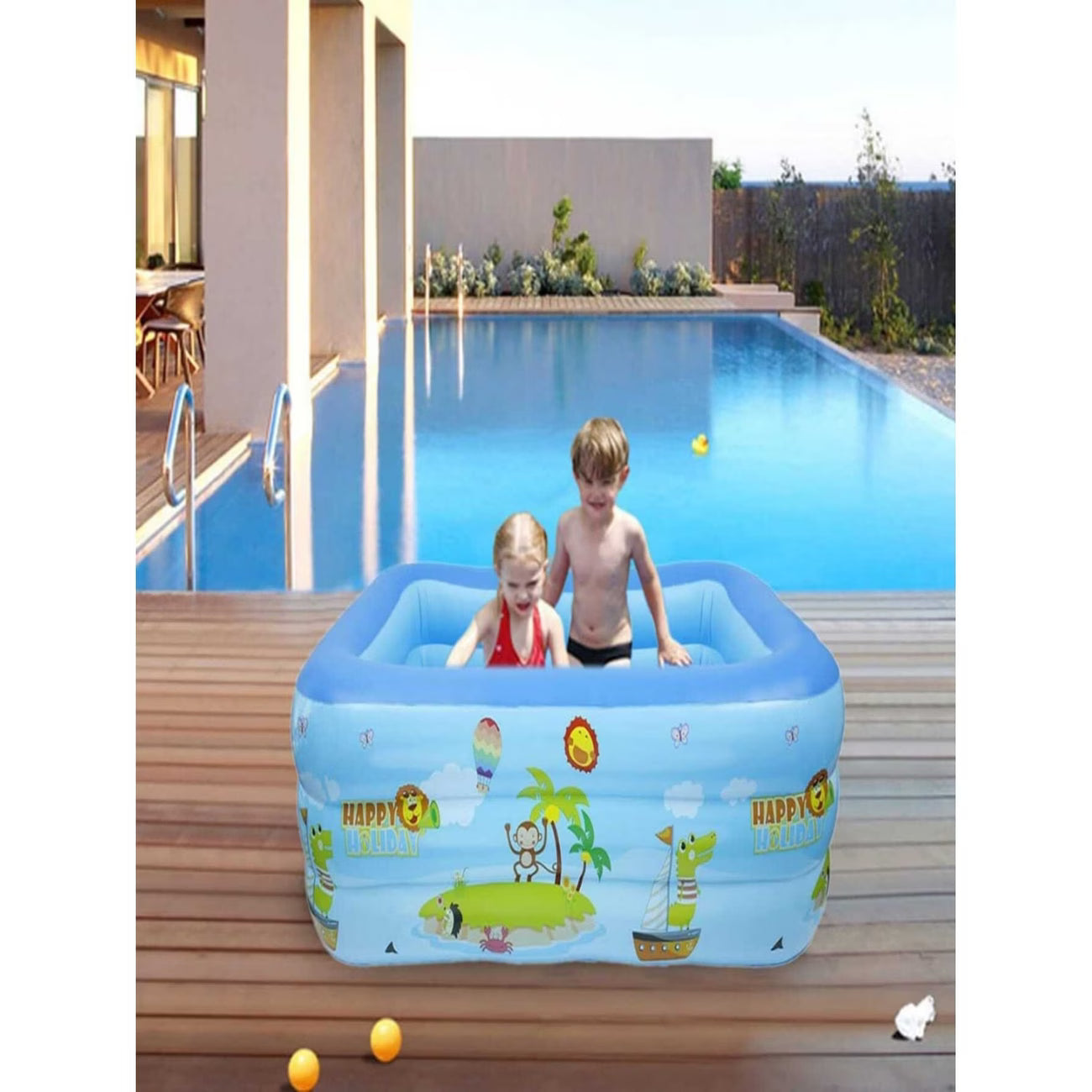 Piscina inflable para niños pequeños  mide 130 x 80 x 27 cms