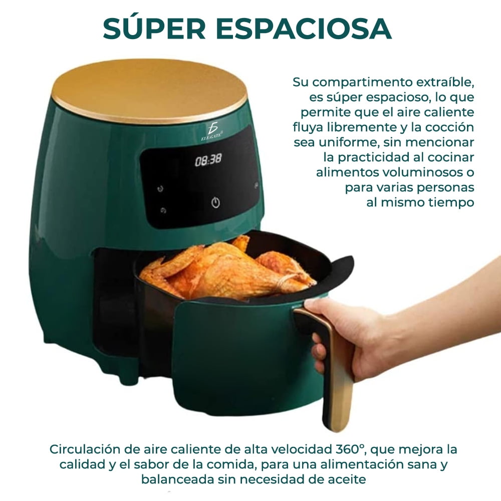 Freidora de aire multifunción para alimentos 4.5 L Color Verde