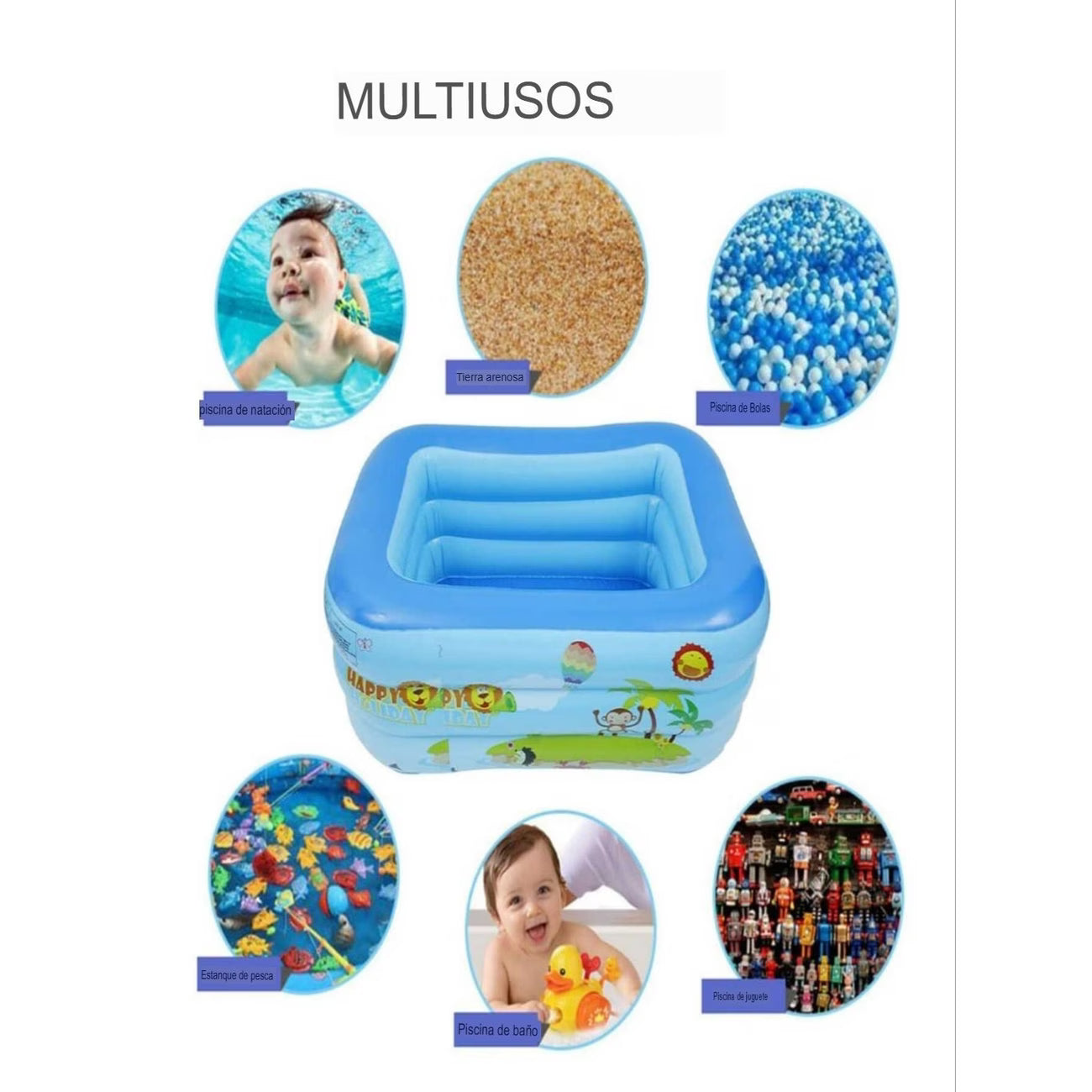 Piscina inflable para niños pequeños  mide 130 x 80 x 27 cms