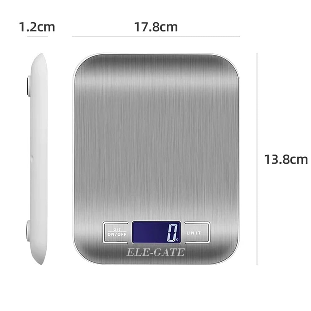 Báscula Digital de Cocina de Acero Inoxidable – Precisión de 1 g, Capacidad de 10 kg, Pantalla LCD