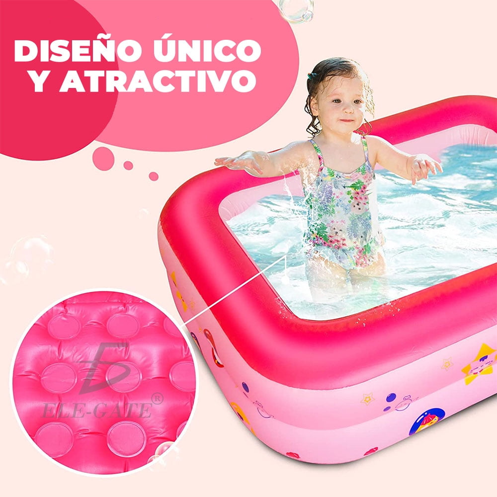 Piscina Inflable para el Hogar Rosa Mediddas 150*110*50 cm Ele Gate Primaria