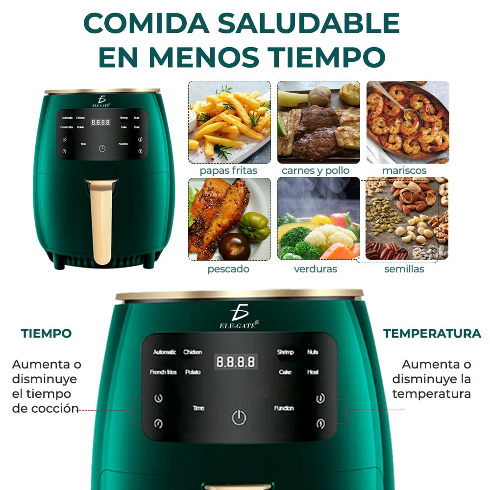 Freidora de aire multifunción para alimentos 4.5 L Color Verde