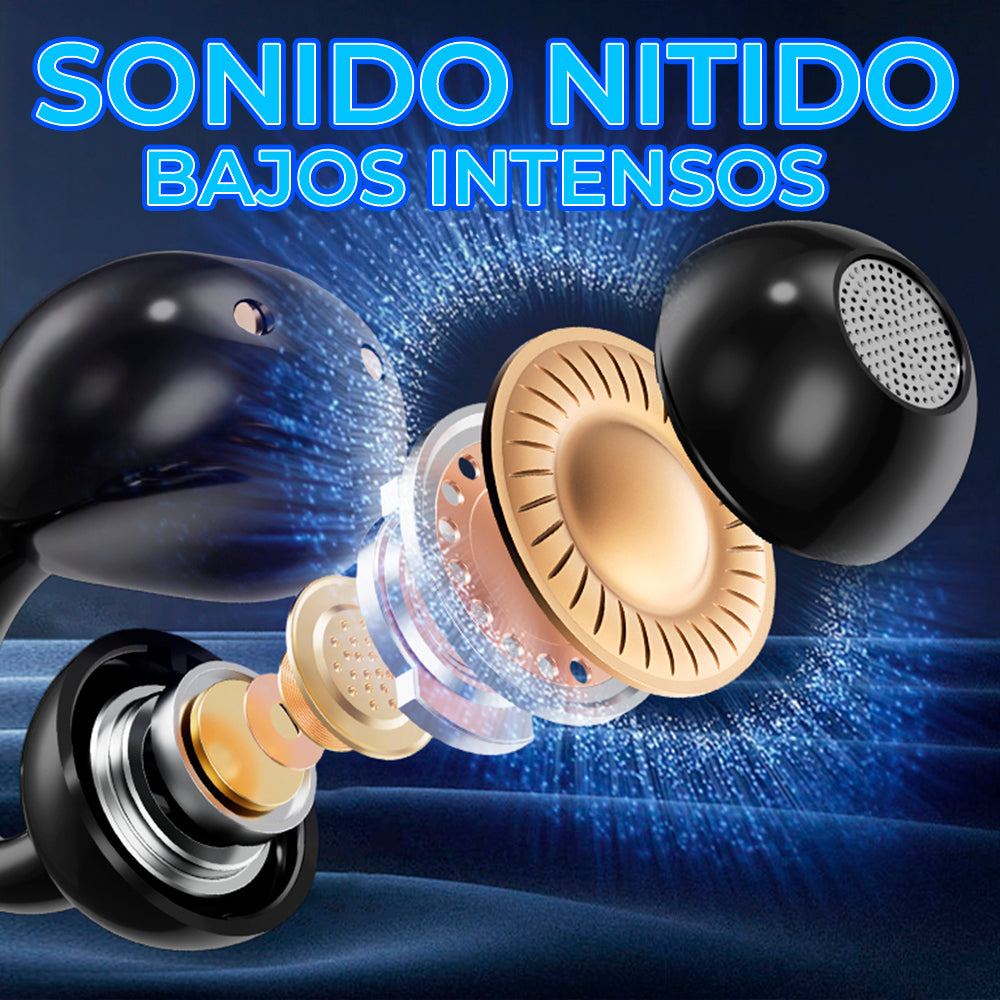 Auriculares Inalámbricos de Clip Abierto Bluetooth 5.4 con Pantalla LED Tácti