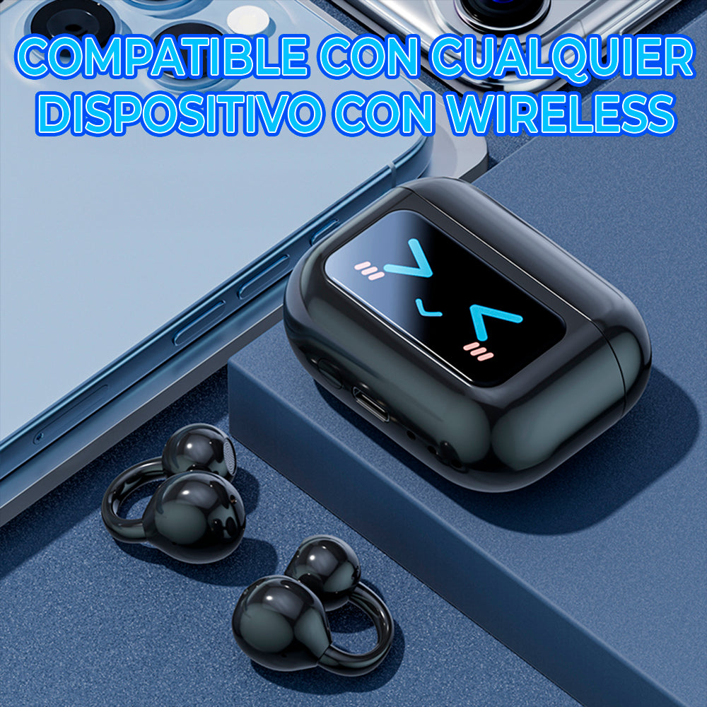 Auriculares Inalámbricos de Clip Abierto Bluetooth 5.4 con Pantalla LED Tácti