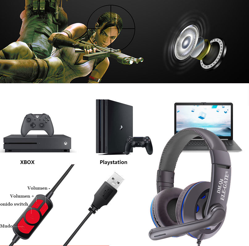 Audifonos Diadema Gamer Usb Audio Xbox 360 Pc Ps4 Q6