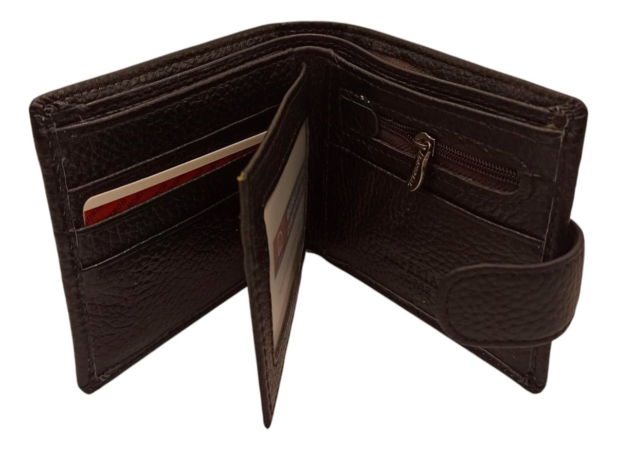 Cartera De Piel Con Broche Para Hombre Horse Imperial Negro Suave