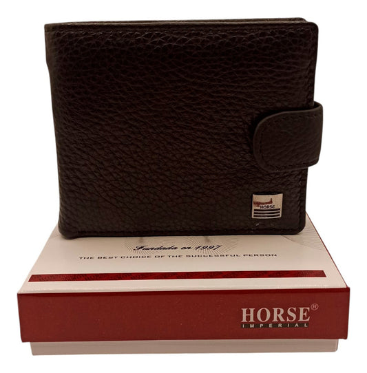 Cartera De Piel Con Broche Para Hombre Horse Imperial Negro Suave
