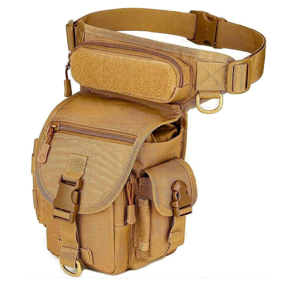 Bolsa Piernera Táctica Militar 700D Mochila de Pierna para Hombre Impermeable con Múltiples Compartimentos