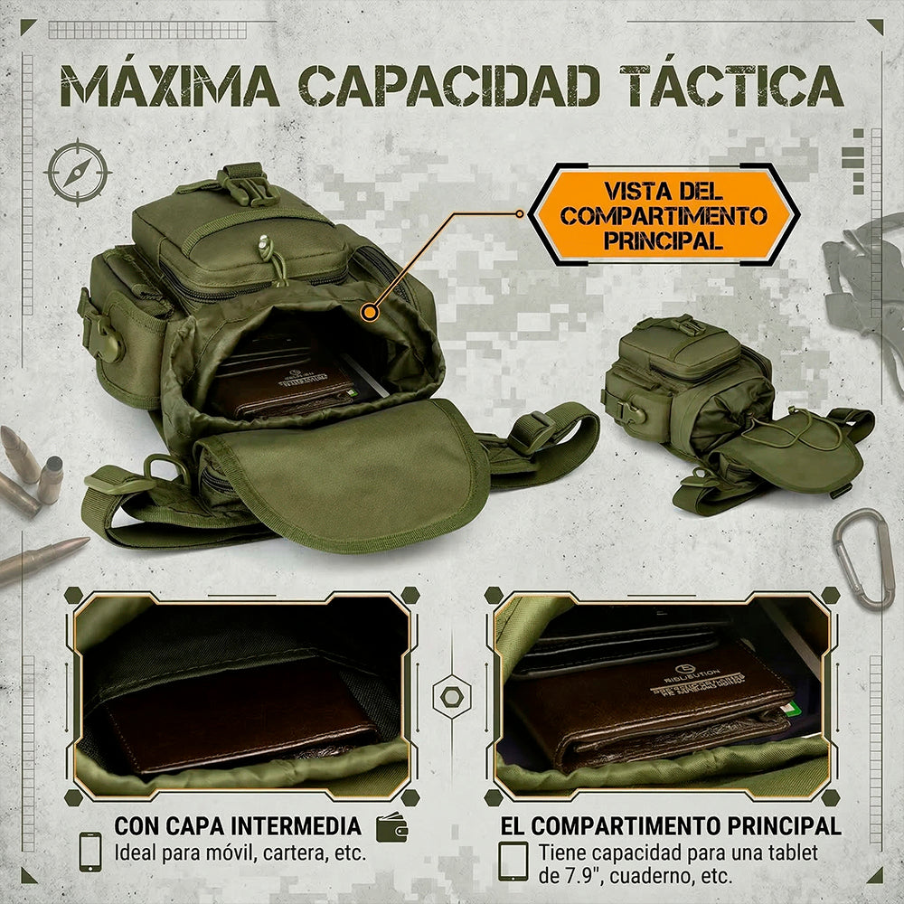Bolsa Piernera Táctica Militar 700D Mochila de Pierna para Hombre Impermeable con Múltiples Compartimentos