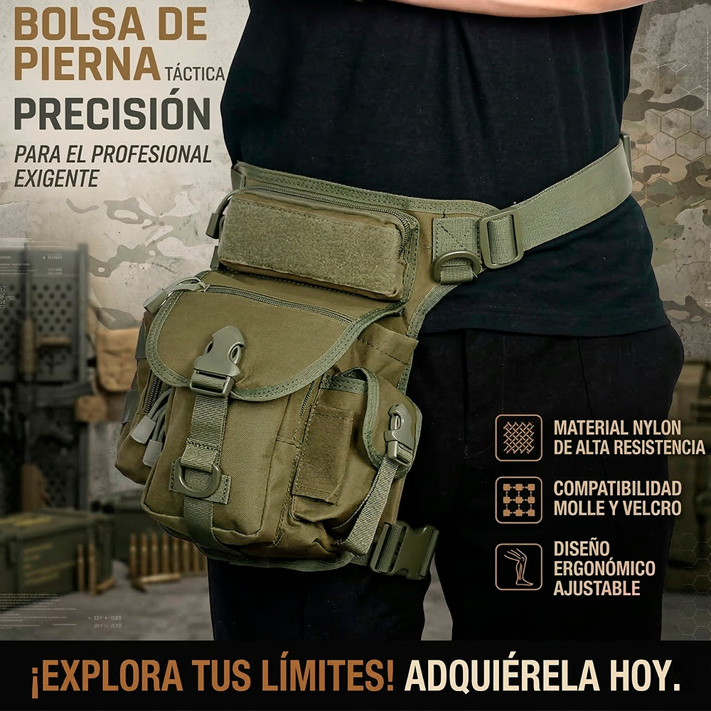 Bolsa Piernera Táctica Militar 700D Mochila de Pierna para Hombre Impermeable con Múltiples Compartimentos