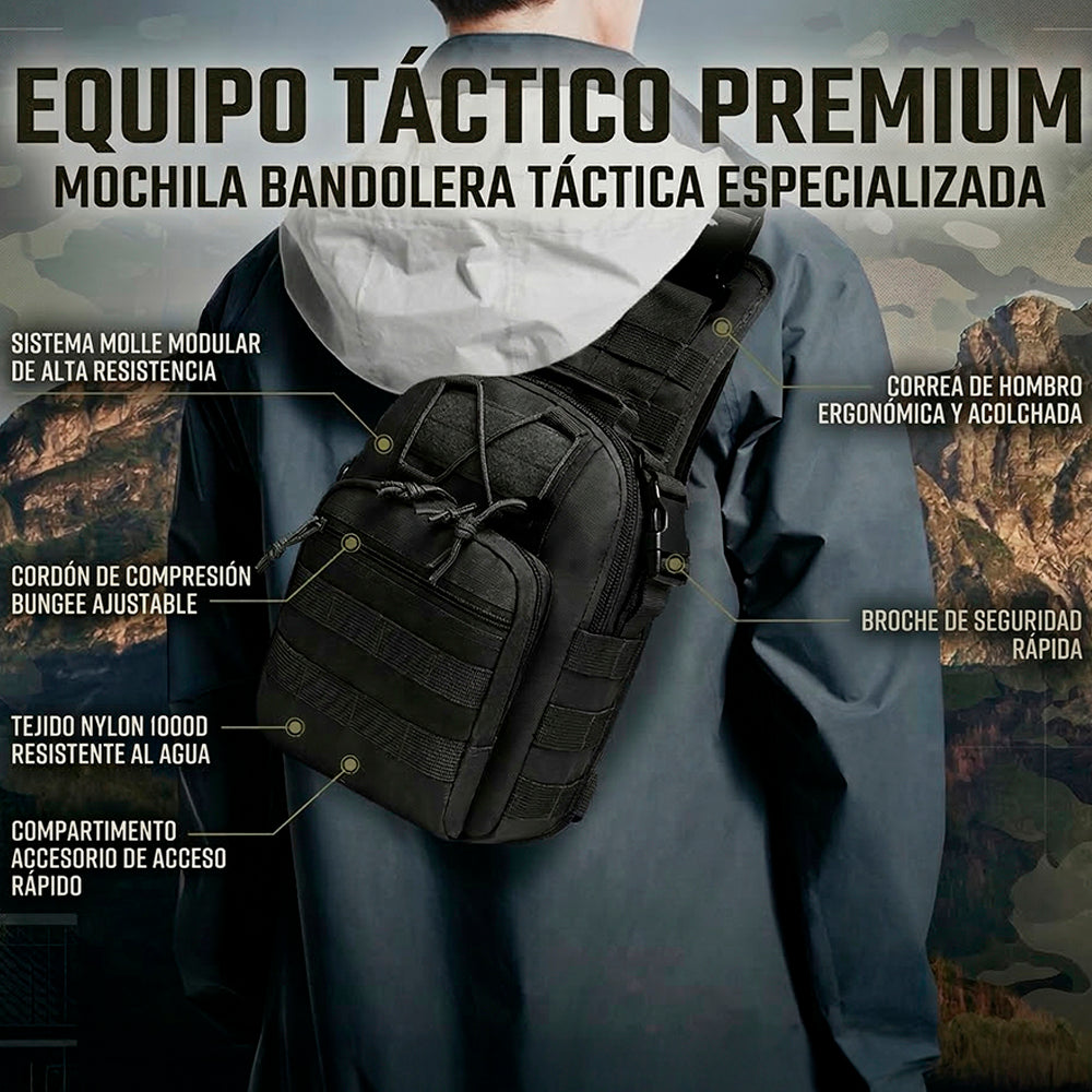 Mochila Táctica Militar con Sistema MOLLE Bandolera Impermeable de Nailon para Hombre