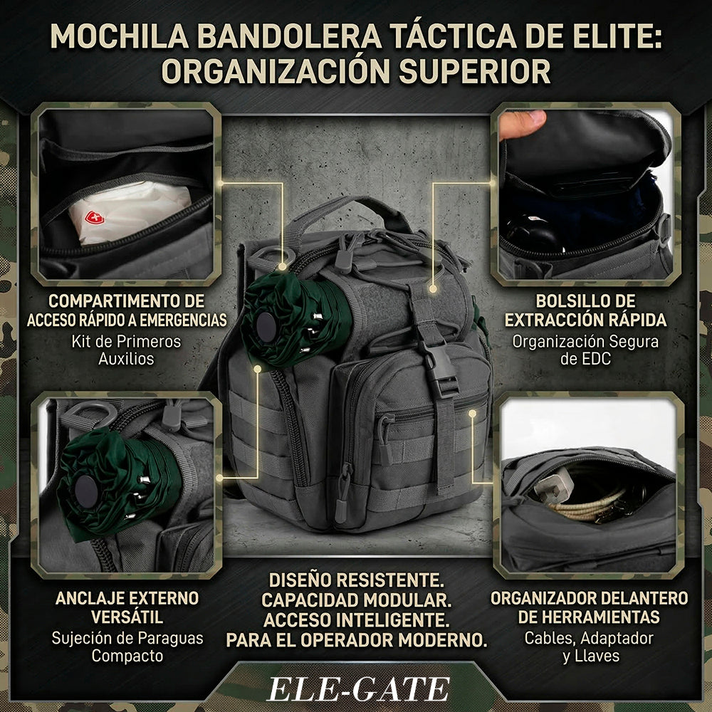 Mochila Táctica Militar con Sistema MOLLE Bandolera Impermeable de Nailon para Hombre