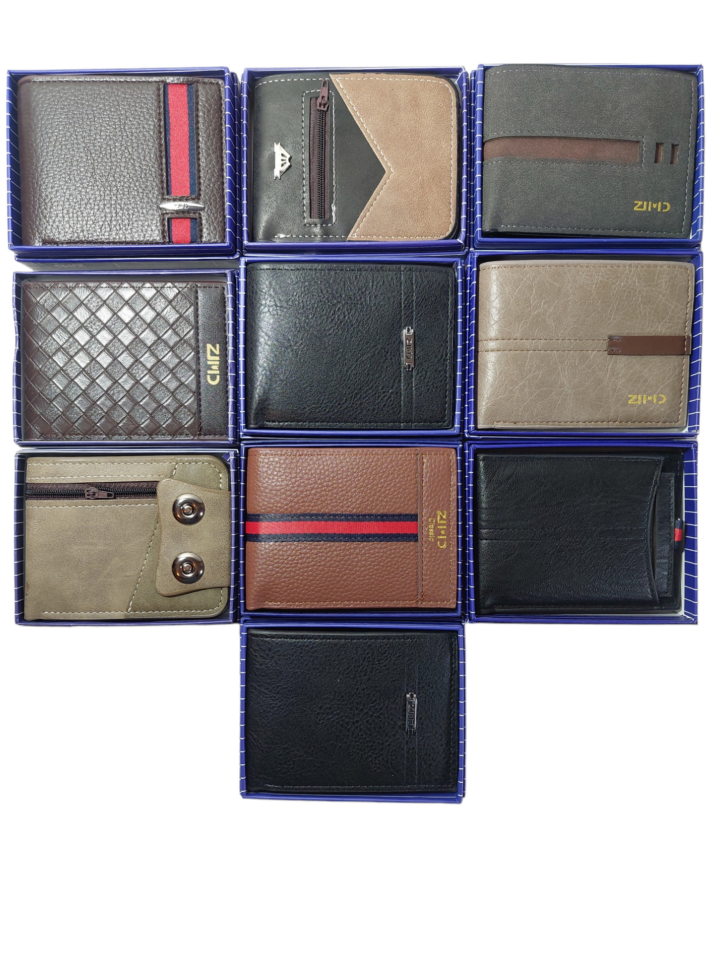 Cartera para caballero en piel vegana paquete con 24 surtidas.