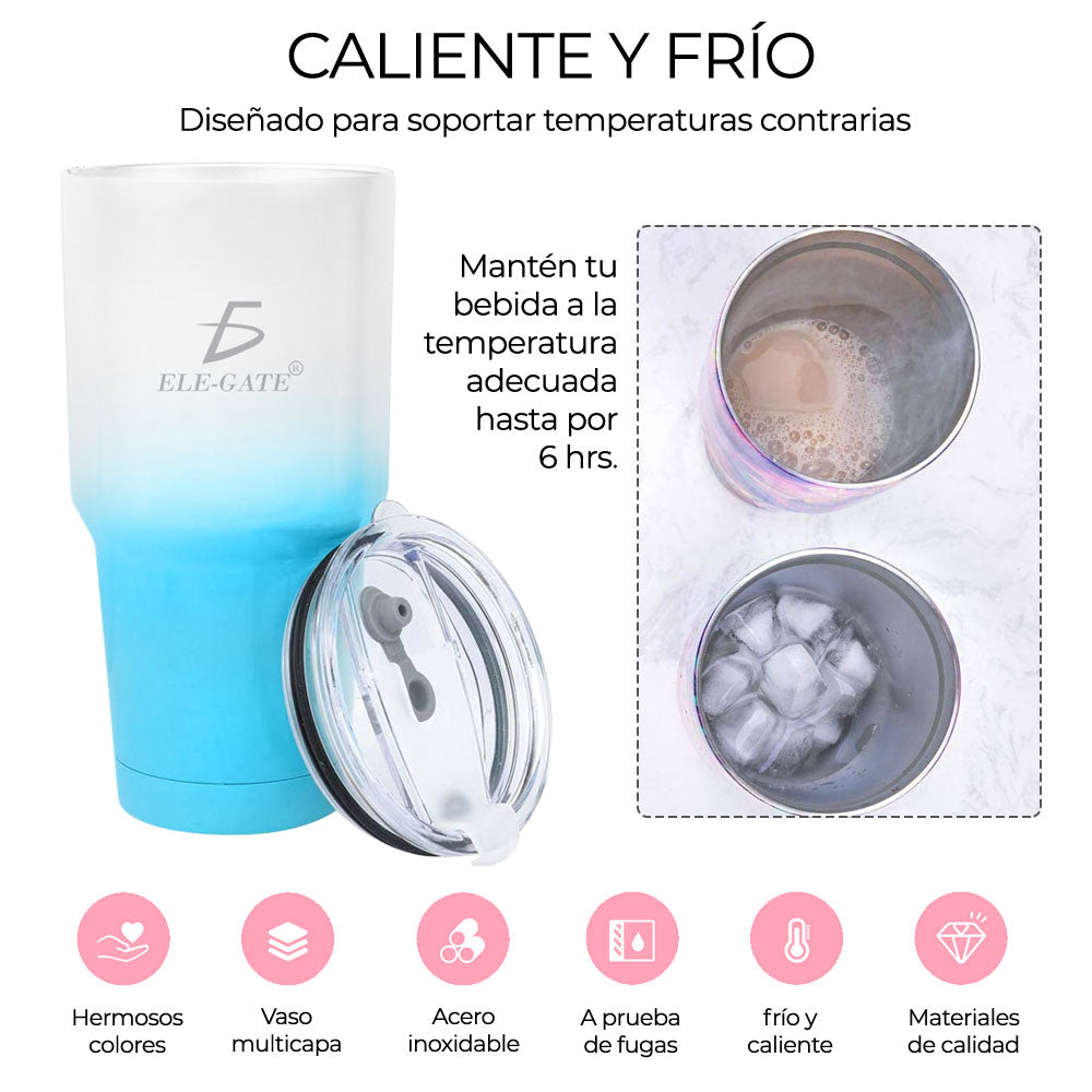 Vaso Térmico Bicolor de 840 ml Termo Acero Inoxidable