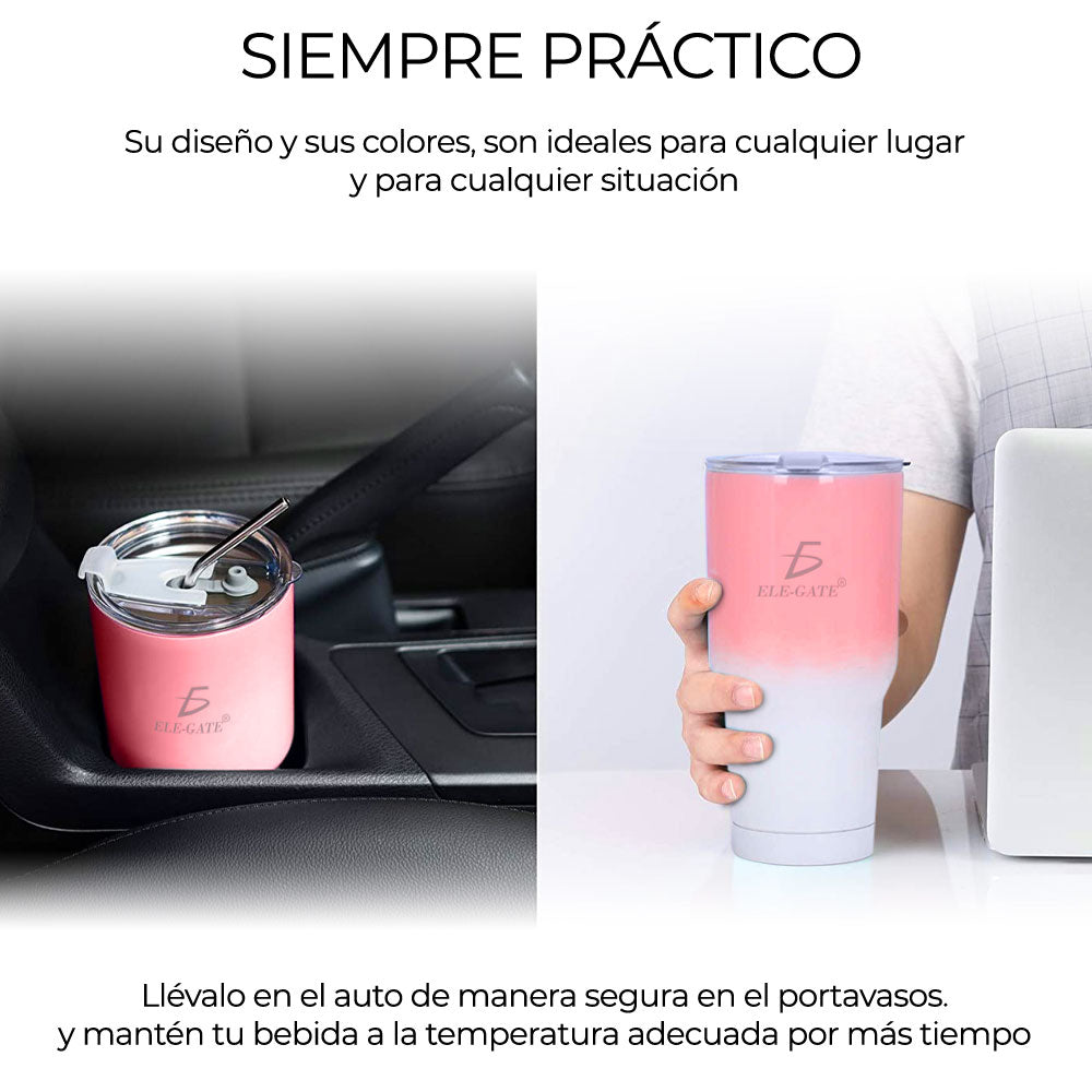 Vaso Térmico Bicolor de 840 ml Termo Acero Inoxidable
