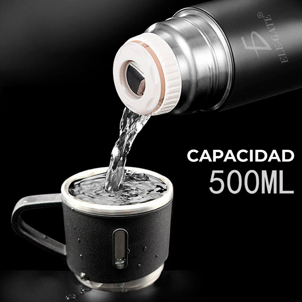 Termo con Tazas Incluidas para Té y Café de Acero Inoxidable de 500 ml.