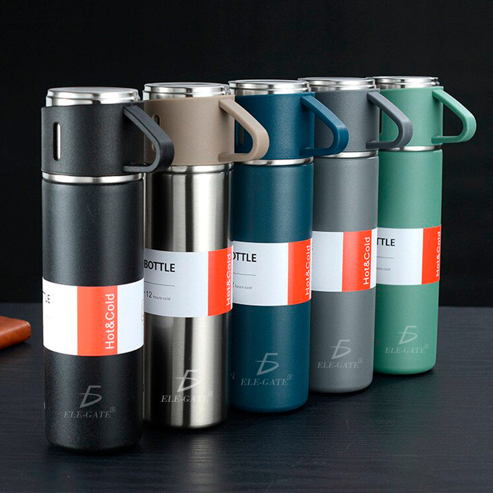 Termo con Tazas Incluidas para Té y Café de Acero Inoxidable de 500 ml.