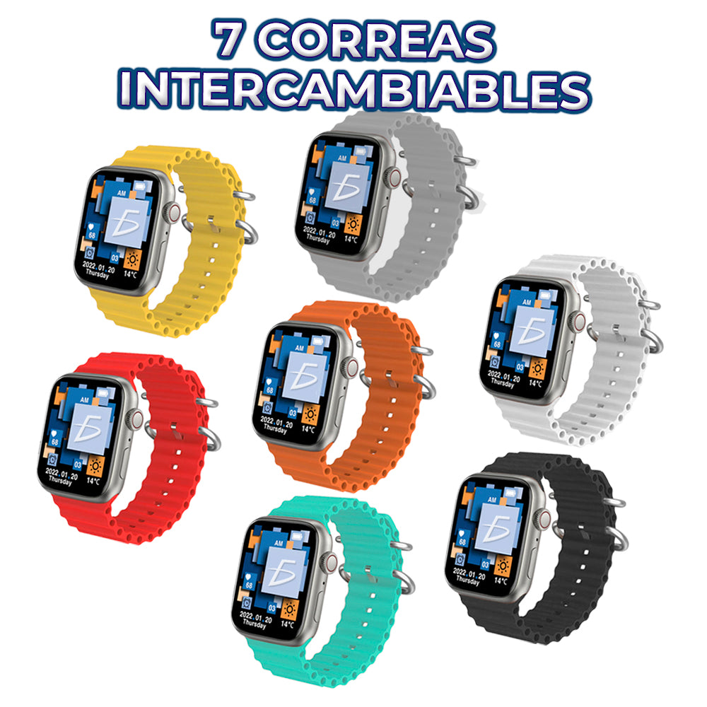 Smart Watch con 7 correas intercambiables Pantalla HD