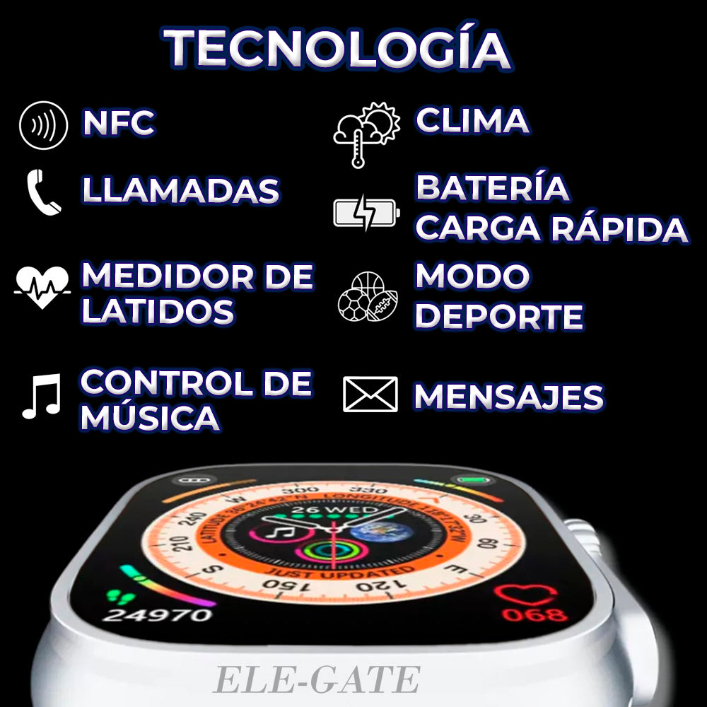 Smart Watch con 7 correas intercambiables Pantalla HD