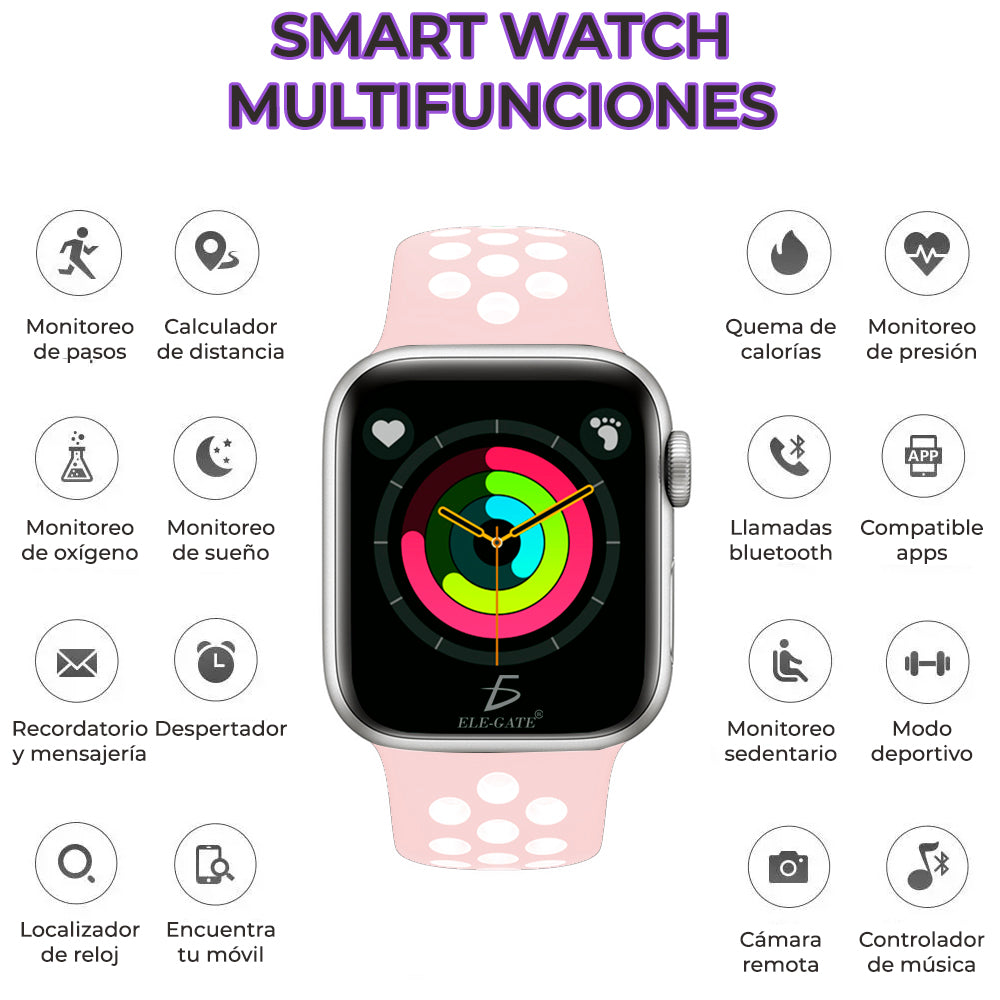 Smart Watch Reloj Inteligente Deportivo Bluetooth con Correa de Moda
