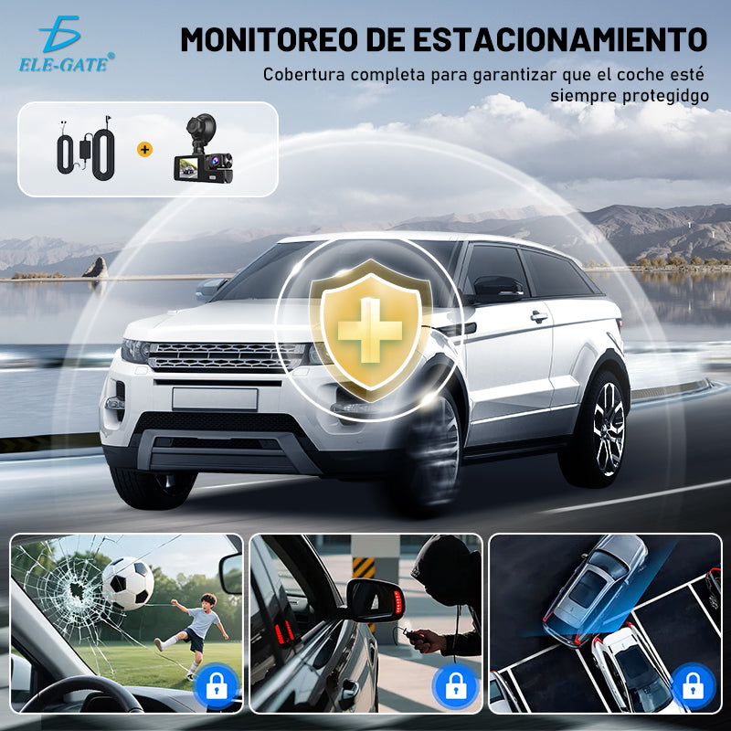 Cámara de Seguridad DVR (Frontal + Interior) con Pantalla Compacta de 2.0″ Visión Nocturna IR con 3 Cámaras