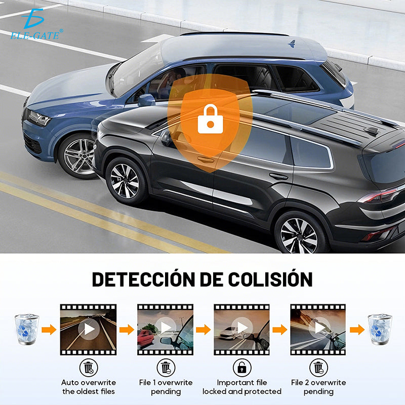 Cámara de Seguridad DVR (Frontal + Interior) con Pantalla Compacta de 2.0″ Visión Nocturna IR con 3 Cámaras