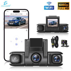 Cámara para Auto 4K 3 Canales con WiFi 5GHz Frontal 4K + Interior 1080P + Trasera 1080P