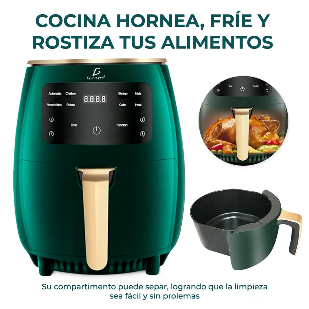 Freidora de aire multifunción para alimentos 4.5 L Color Verde