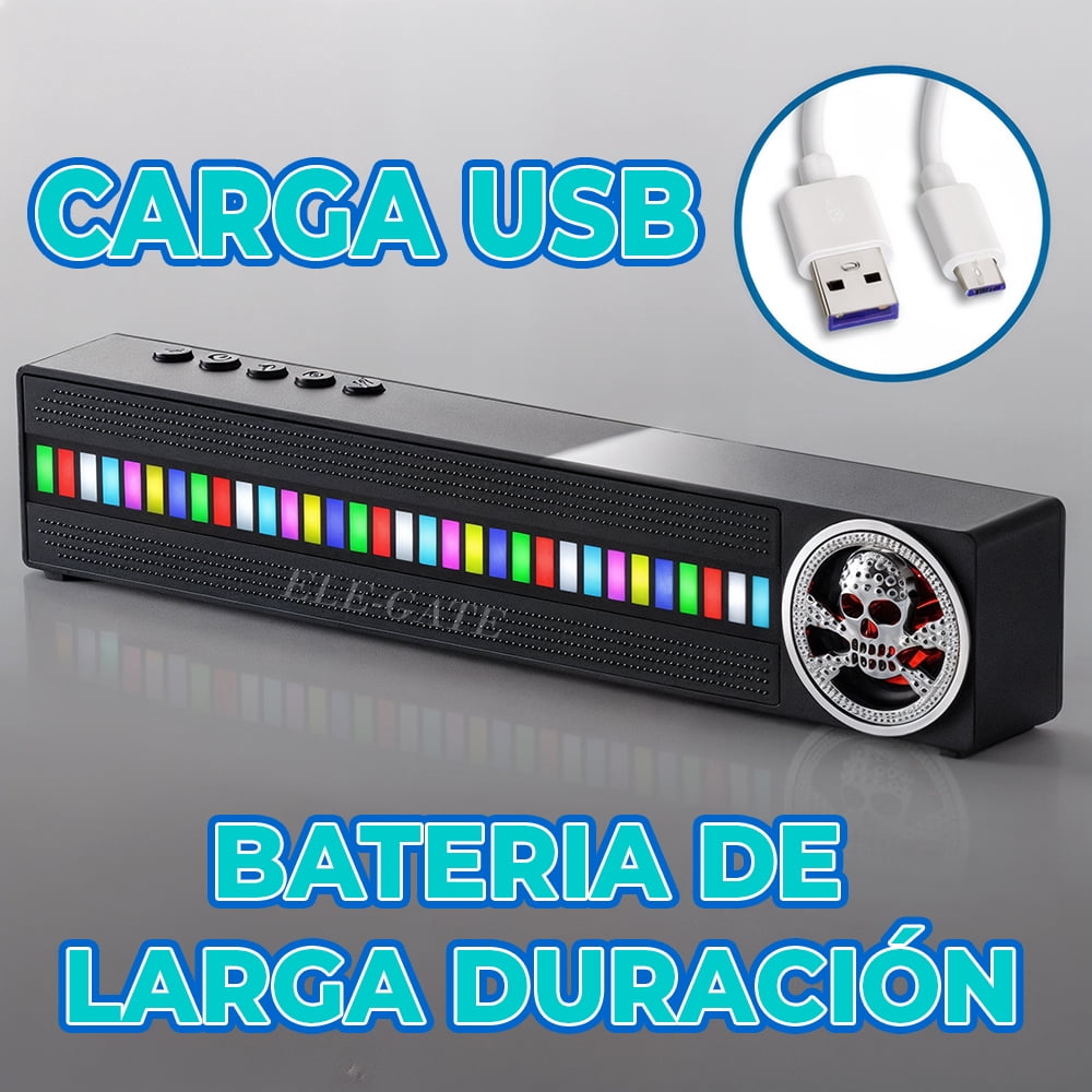 Bocina Bluetooth con Diseño de Calavera y Luces LED RGB