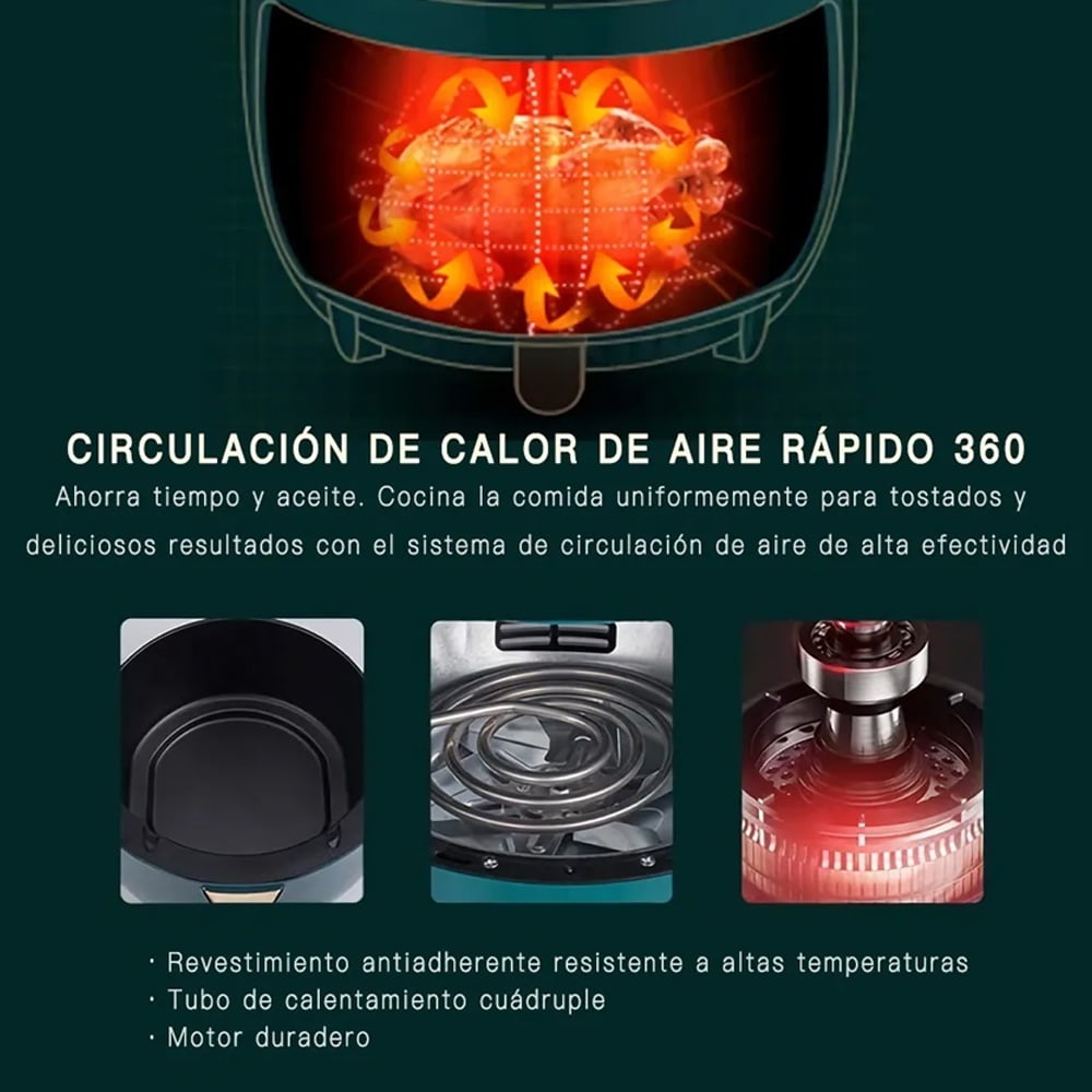Freidora de aire multifunción para alimentos 4.5 L Color Verde