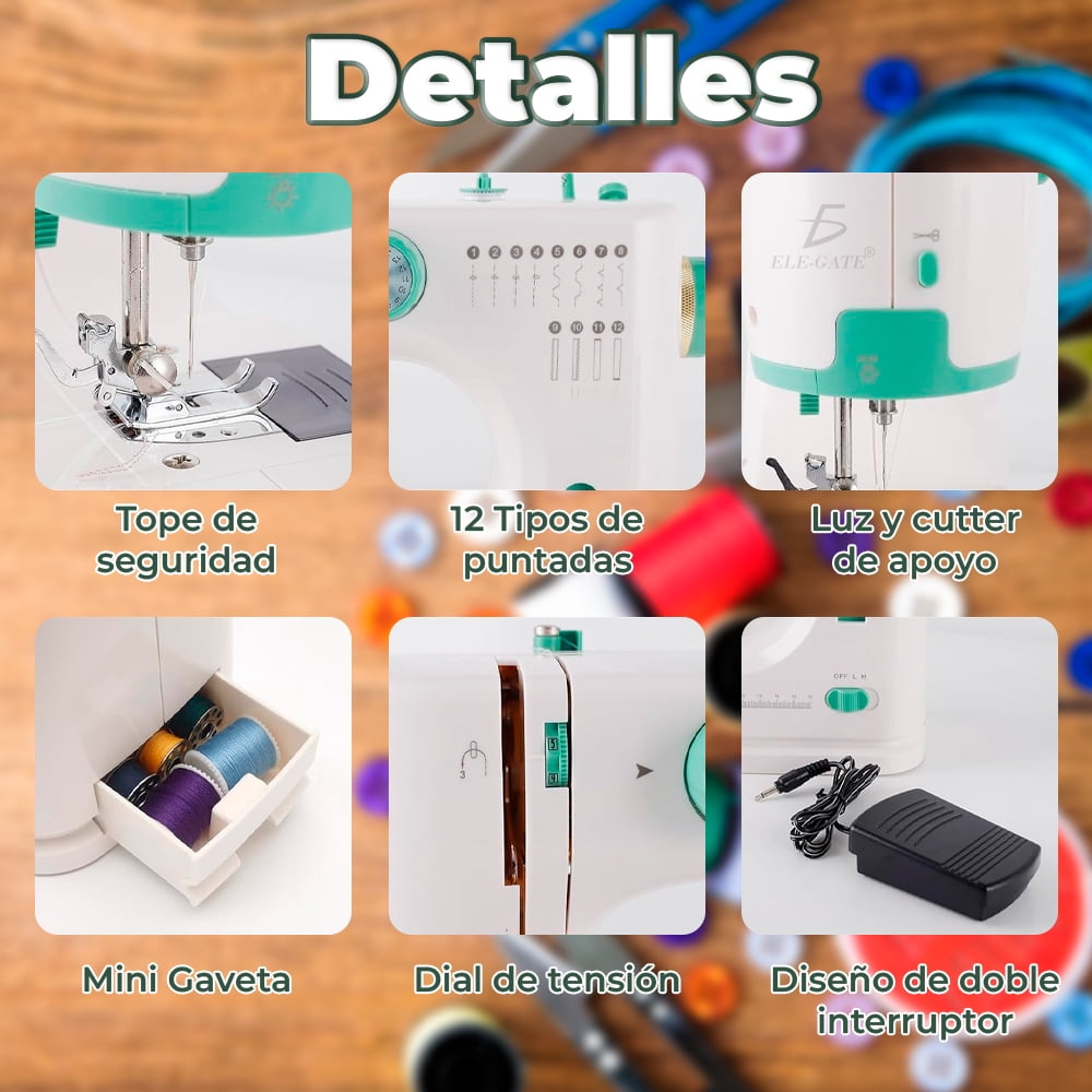 Máquina de Coser Eléctrica Portátil con 12 Puntadas y Kit de Costura Completo