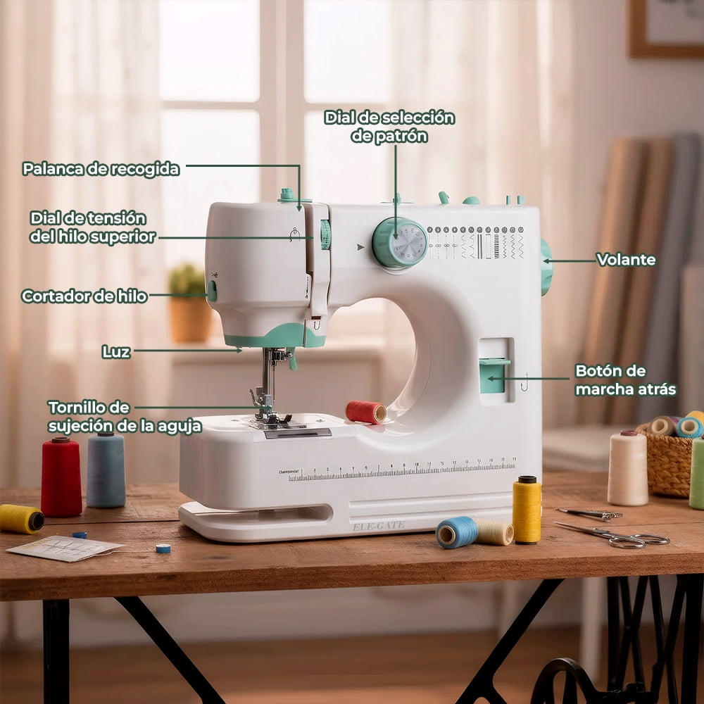 Máquina de Coser Eléctrica Portátil con 12 Puntadas y Kit de Costura Completo